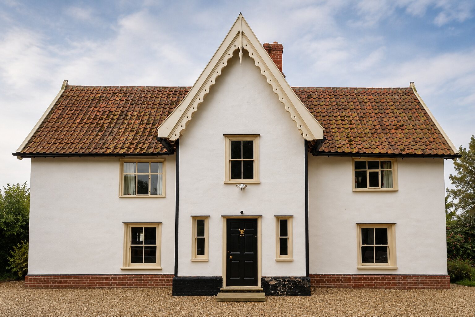 Traditional Suffolk cottage finished with warm lime render