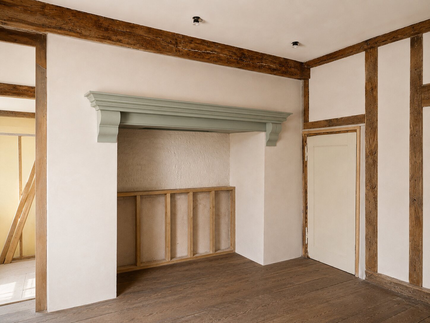 Traditional lime plaster finish being carefully applied