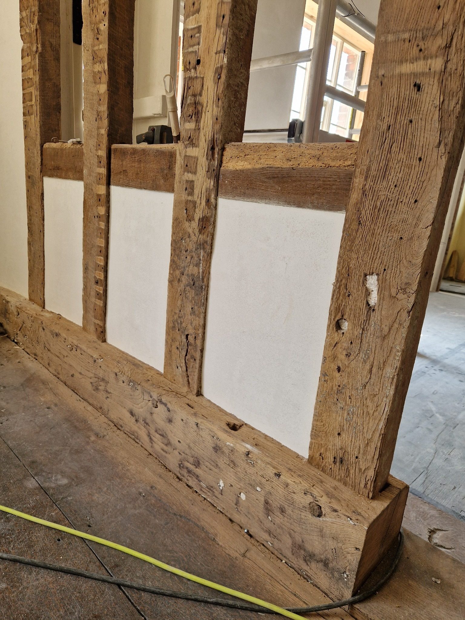 Close detail of a hand-finished lime plaster surface